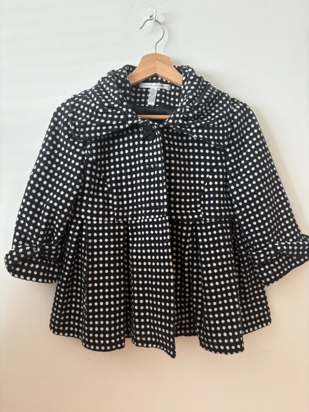 Diane Von Furstenberg Black and White Polka Dot Peplum Jacket